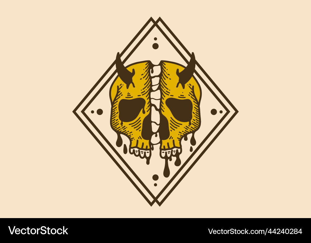 Vintage scary split skull design Vintage scary split skull design vector image