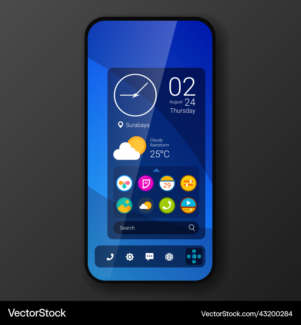 Window menu user interface home screen realistic vector image