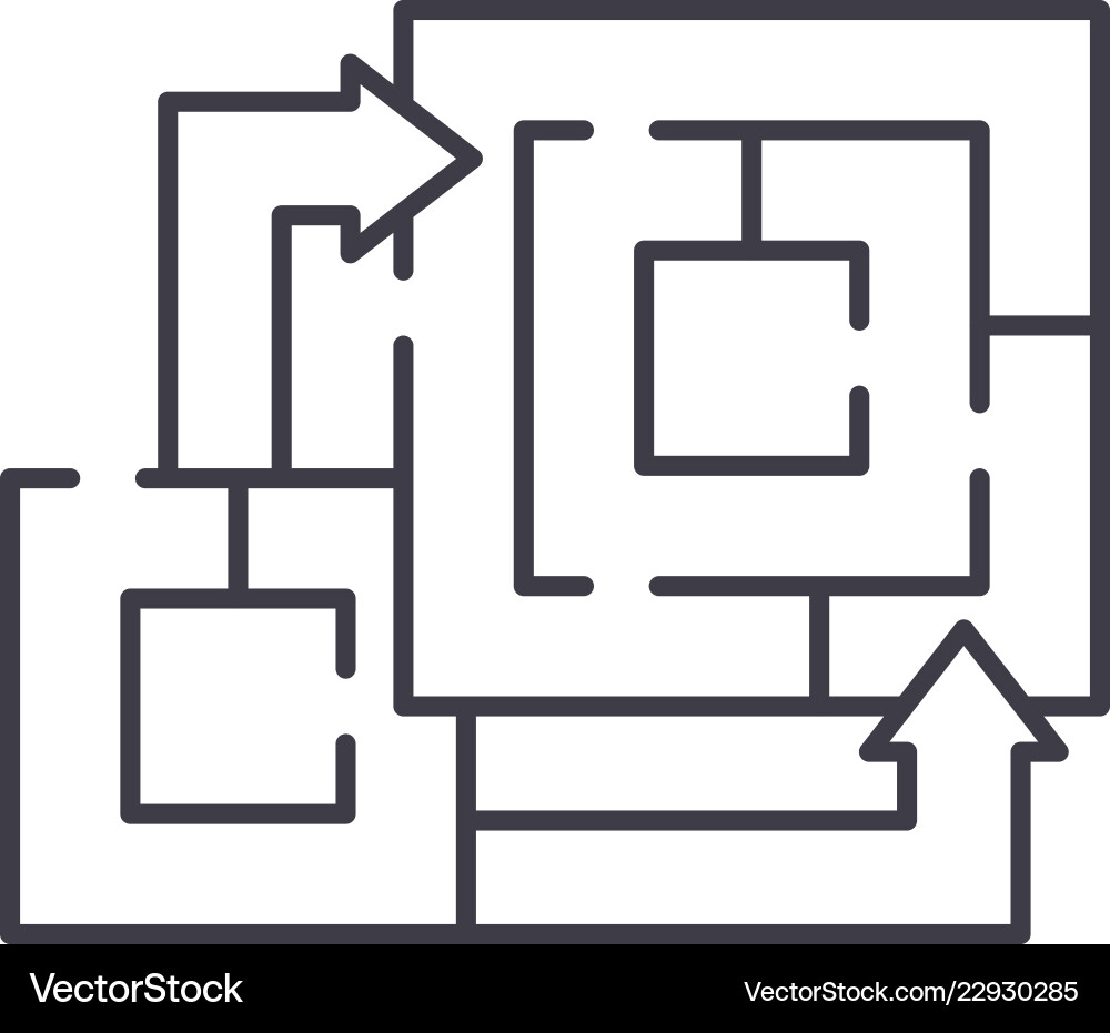 Algorithm of the game line icon concept Algorithm of the game line icon concept vector image