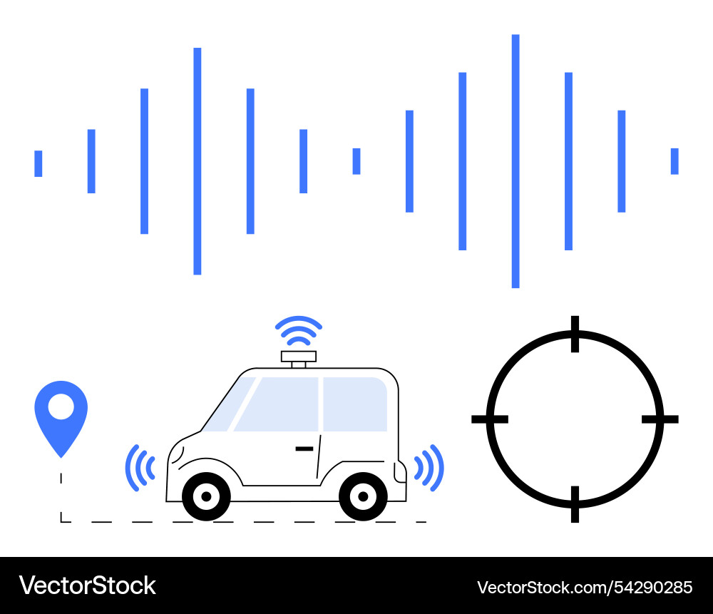 Autonomous vehicle navigation with sound waves vector image