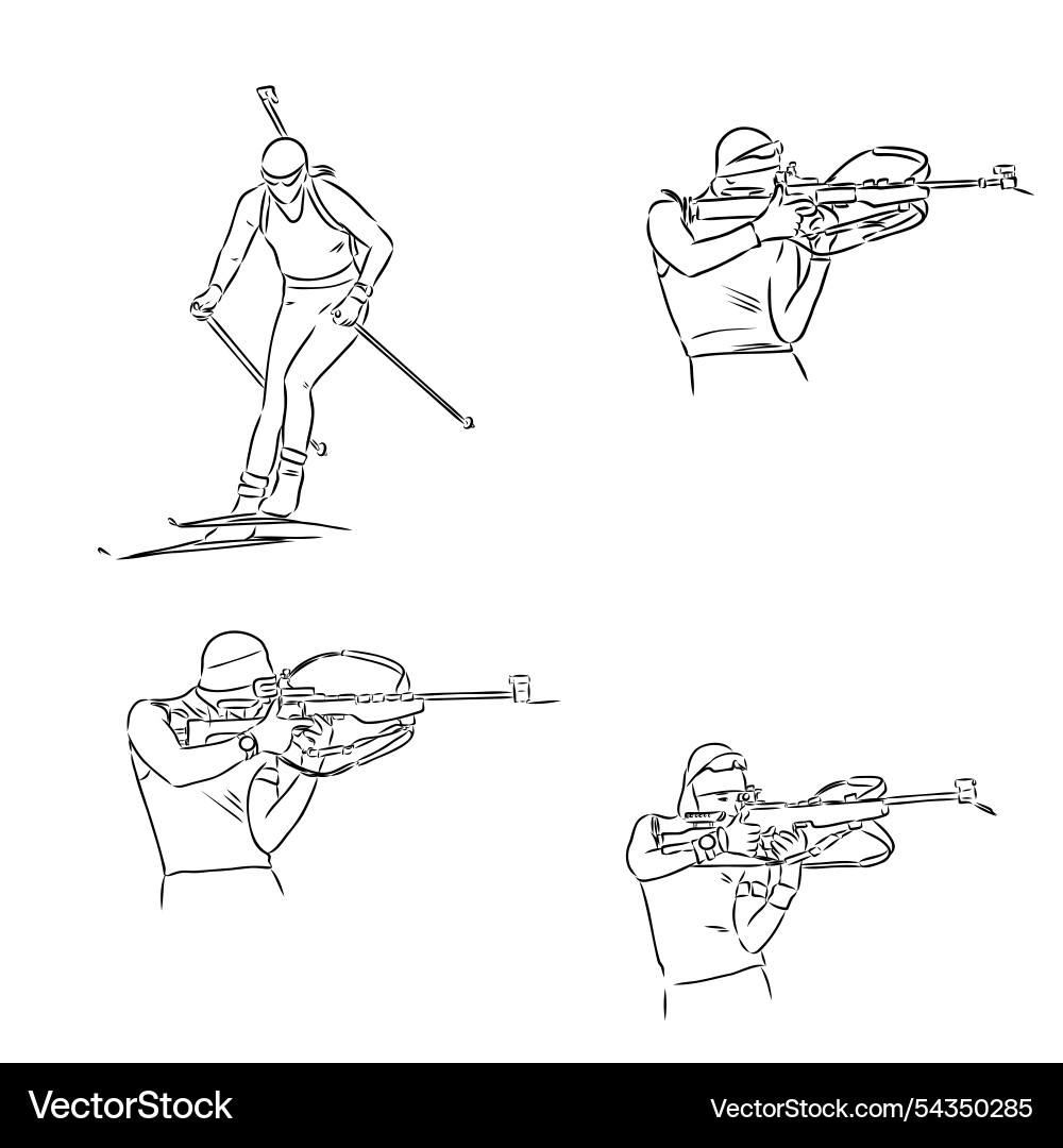 Biathlon athlete shoots standing isolated Vector Image