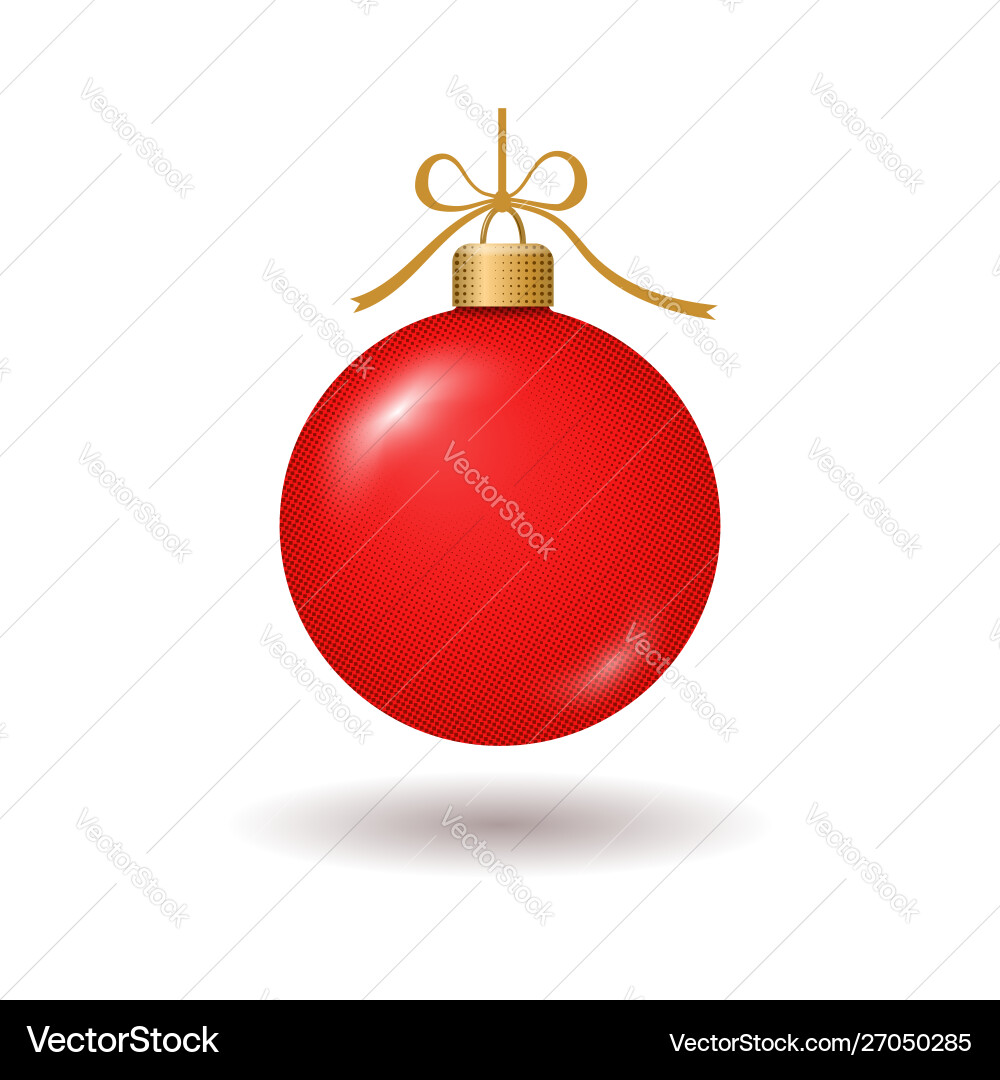Christmas tree ball with ribbon bow red bauble Christmas tree ball with ribbon bow red bauble vector image