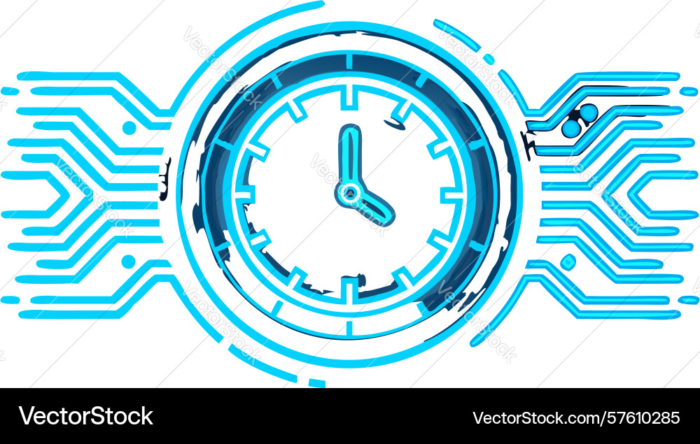 Circuit board clock interface digital time vector image