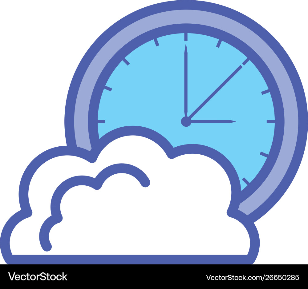 Cloud computing technology with time clock vector image