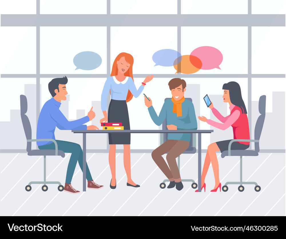 Conference of business people meeting in office Conference of business people meeting in office vector image