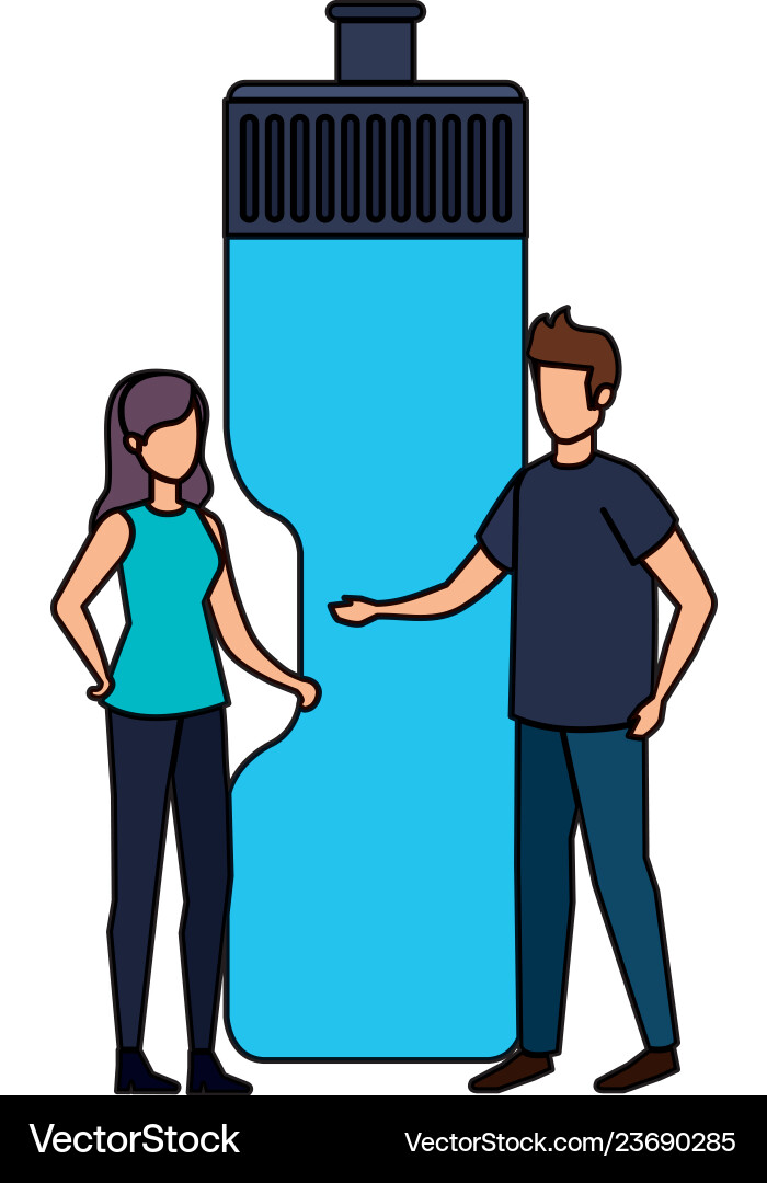 Couple with bottle gym Couple with bottle gym vector image
