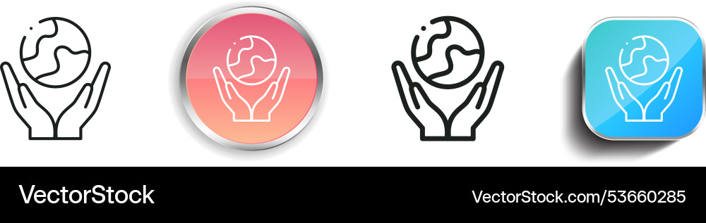 Earth icon thin linear regular and button style vector image