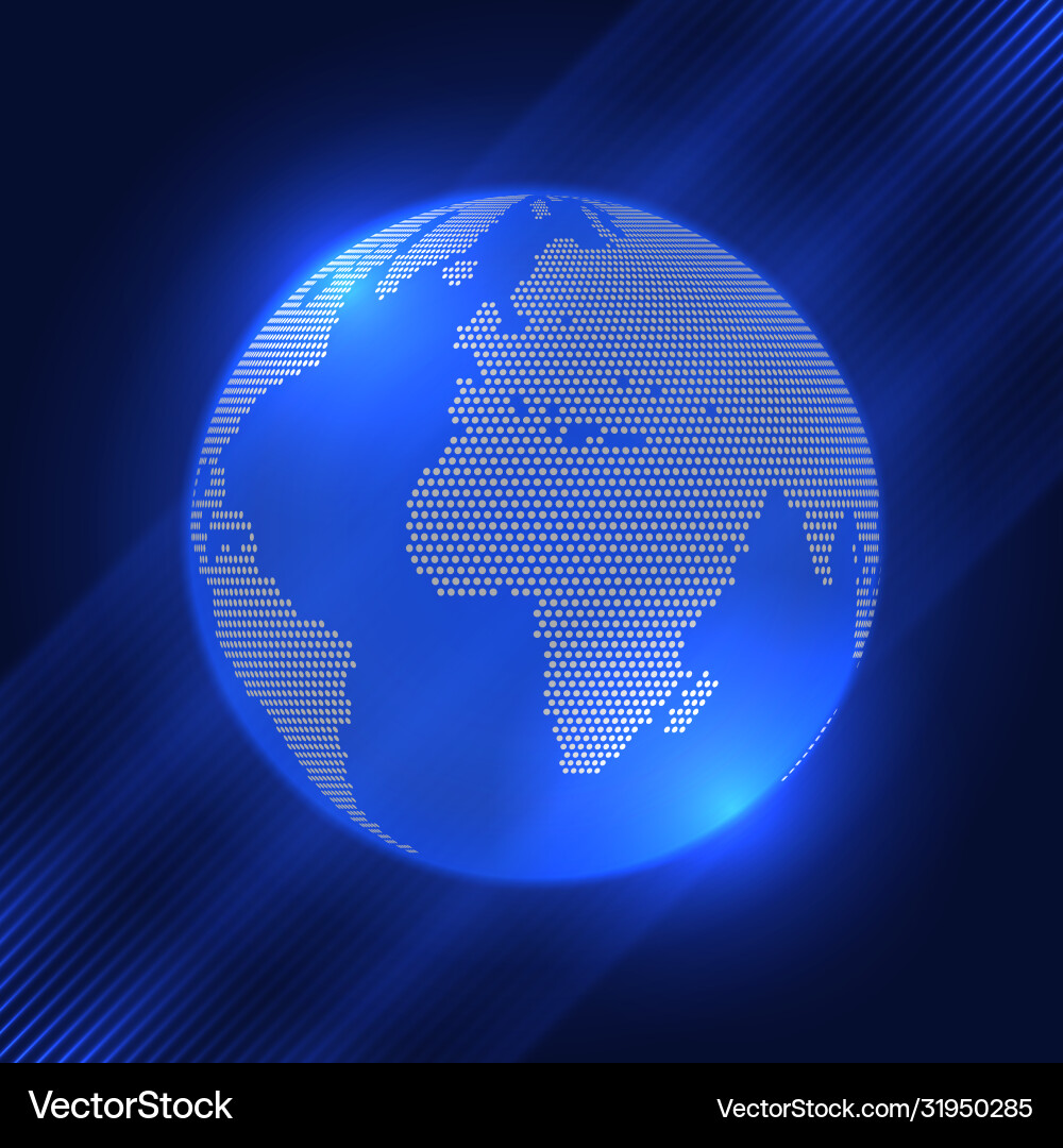 Globe background with halftone dots design Vector Image