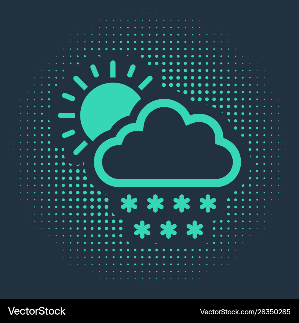 Green cloud with snow and sun icon isolated Green cloud with snow and sun icon isolated vector image