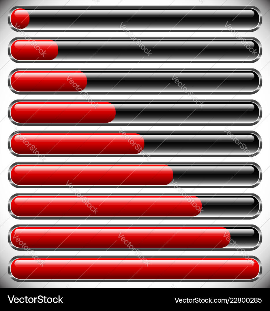 Horizontal progress loading bars steps phases Horizontal progress loading bars steps phases vector image