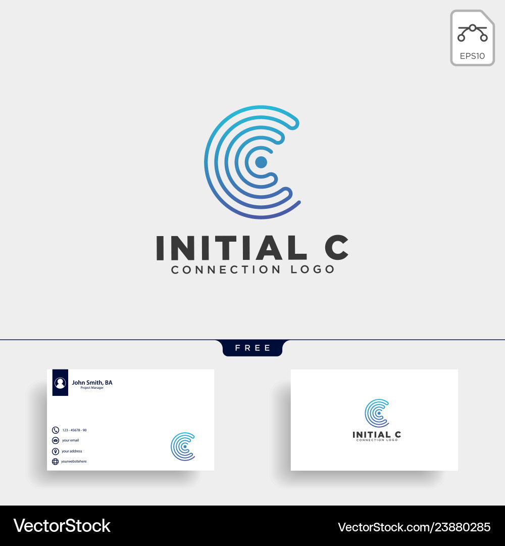 Initial c wifi connection communication creative vector image
