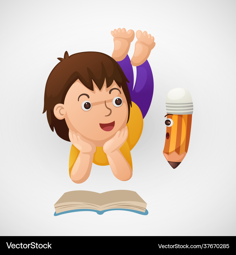 Isolated child learns Isolated child learns Vector Image