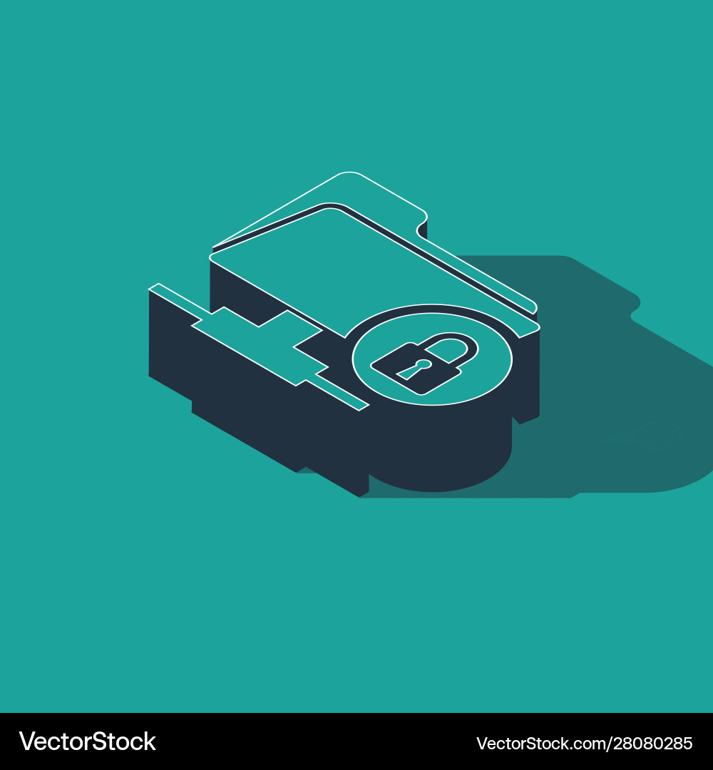 Isometric ftp folder and lock icon isolated Vector Image