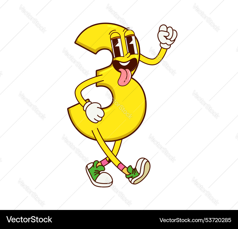 Math number three groovy character with tongue Math number three groovy character with tongue vector image