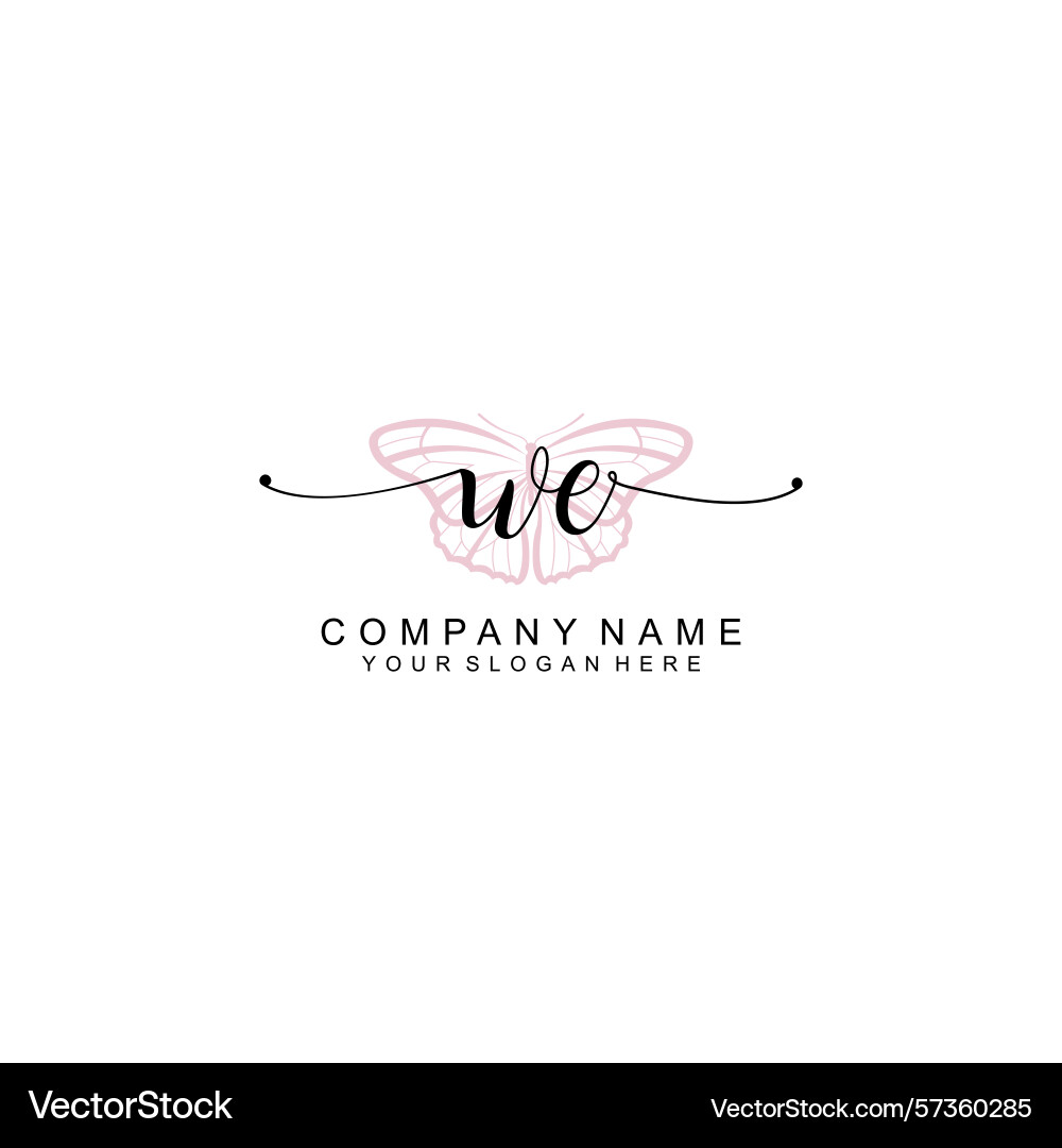 Minimalist handwritten we initial logos with soft Minimalist handwritten we initial logos with soft vector image
