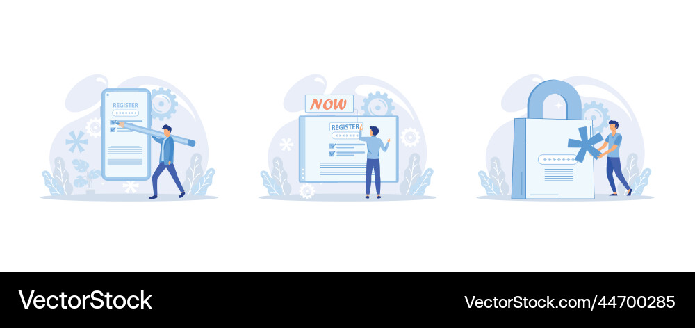 People using secure login and password account Vector Image