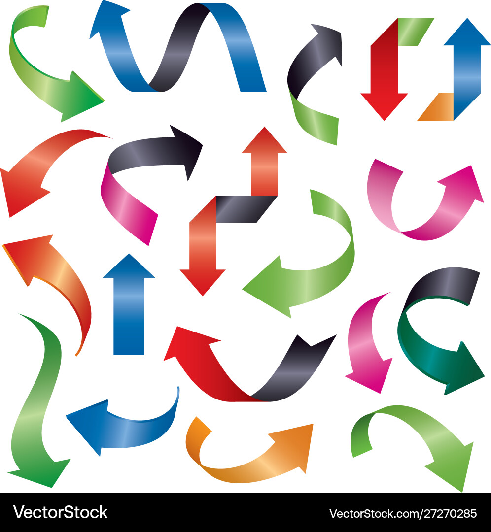 Set color arrows 3d graphic element for web Set color arrows 3d graphic element for web vector image