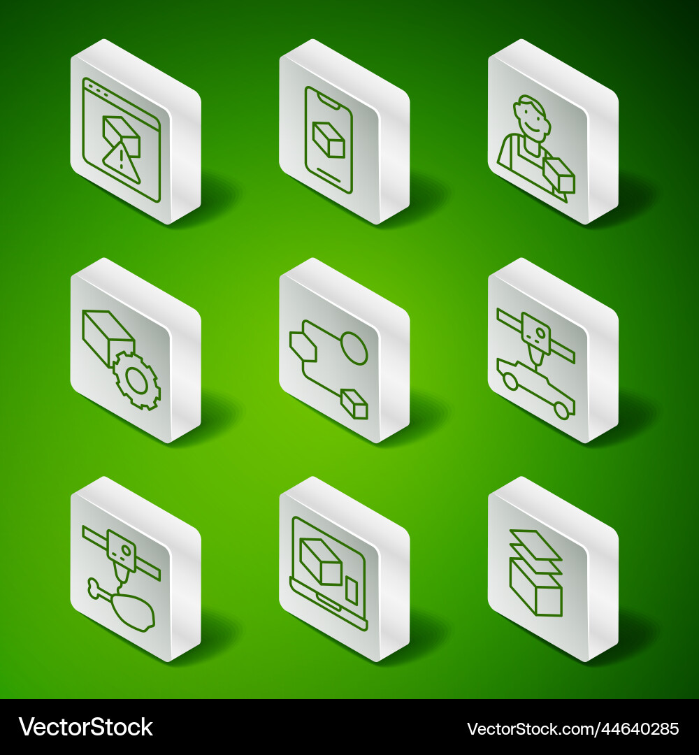 Set line layers 3d printer isometric cube Set line layers 3d printer isometric cube vector image