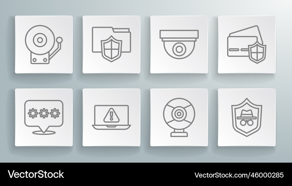 Set line password protection document folder vector image
