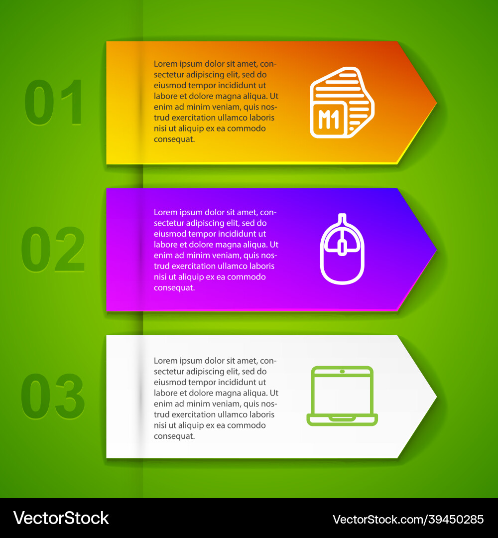 Set line processor computer mouse and laptop Set line processor computer mouse and laptop vector image