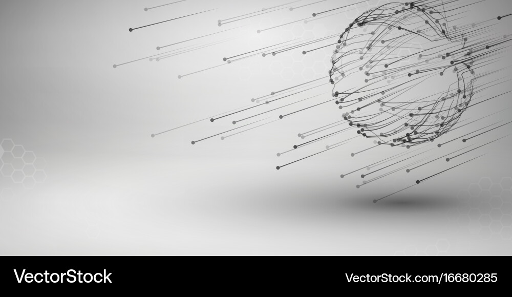 Sphere with connected lines and dots wireframe Vector Image