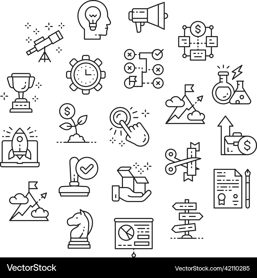 Start up line icon set time management idea Vector Image