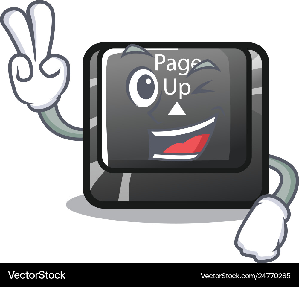 Two finger button page up isolated with character Vector Image