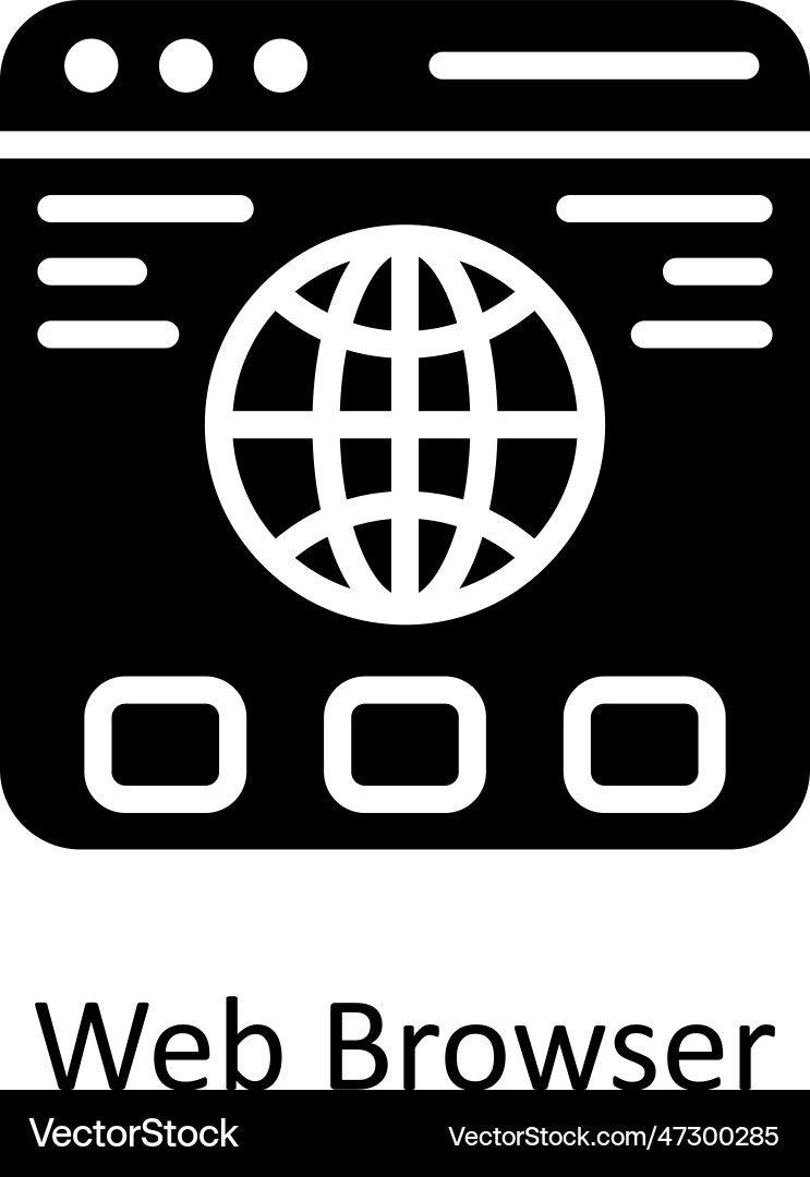 Web browser solid icon design vector image