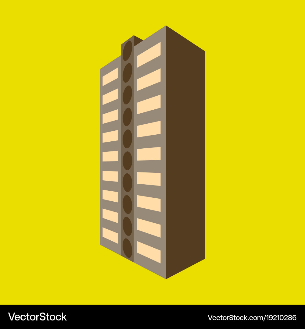 A modern multi-storey building with complex vector image