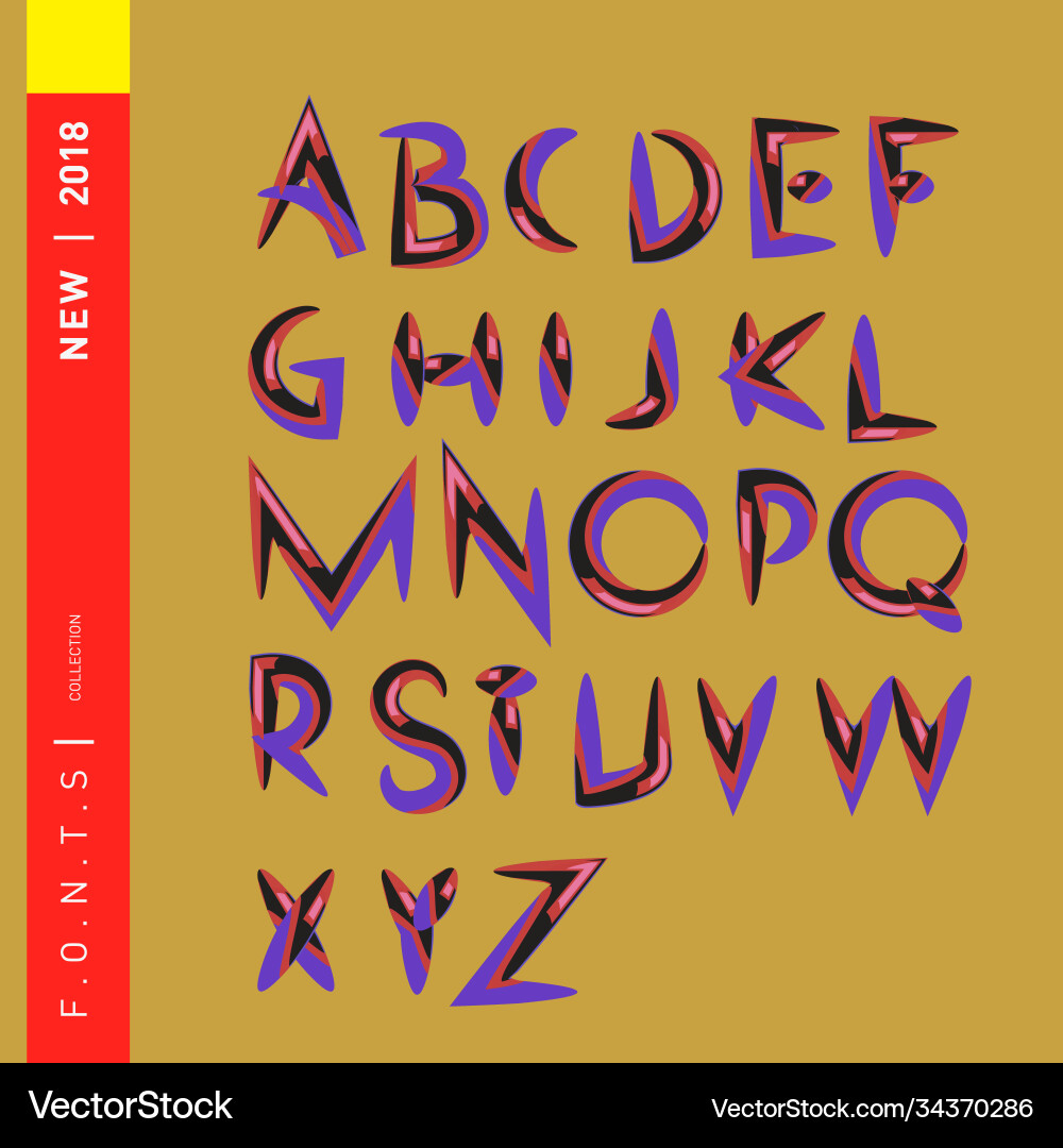 Abstract colorful font and alphabet vector image