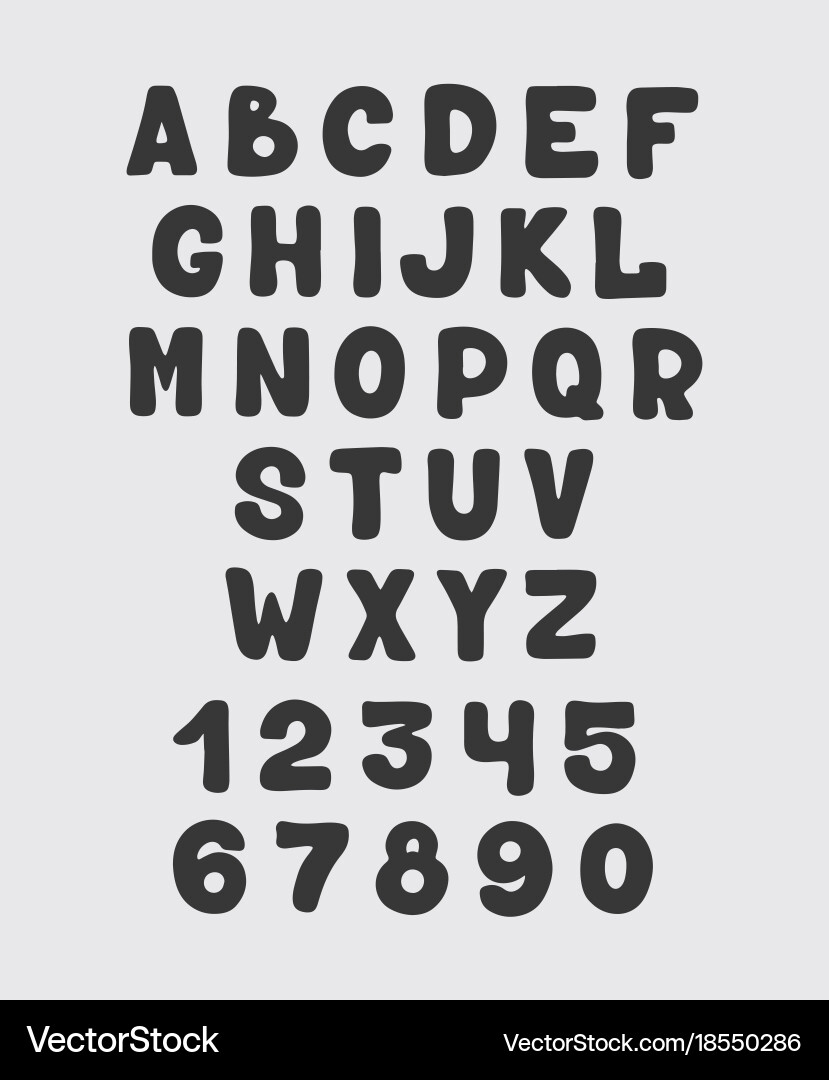 Alphabet design set numbers and letters vector image