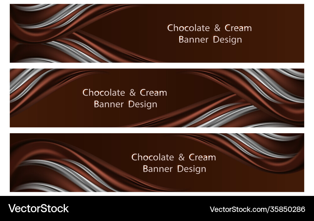 Banner design chocolate and cream wave on dark Banner design chocolate and cream wave on dark vector image