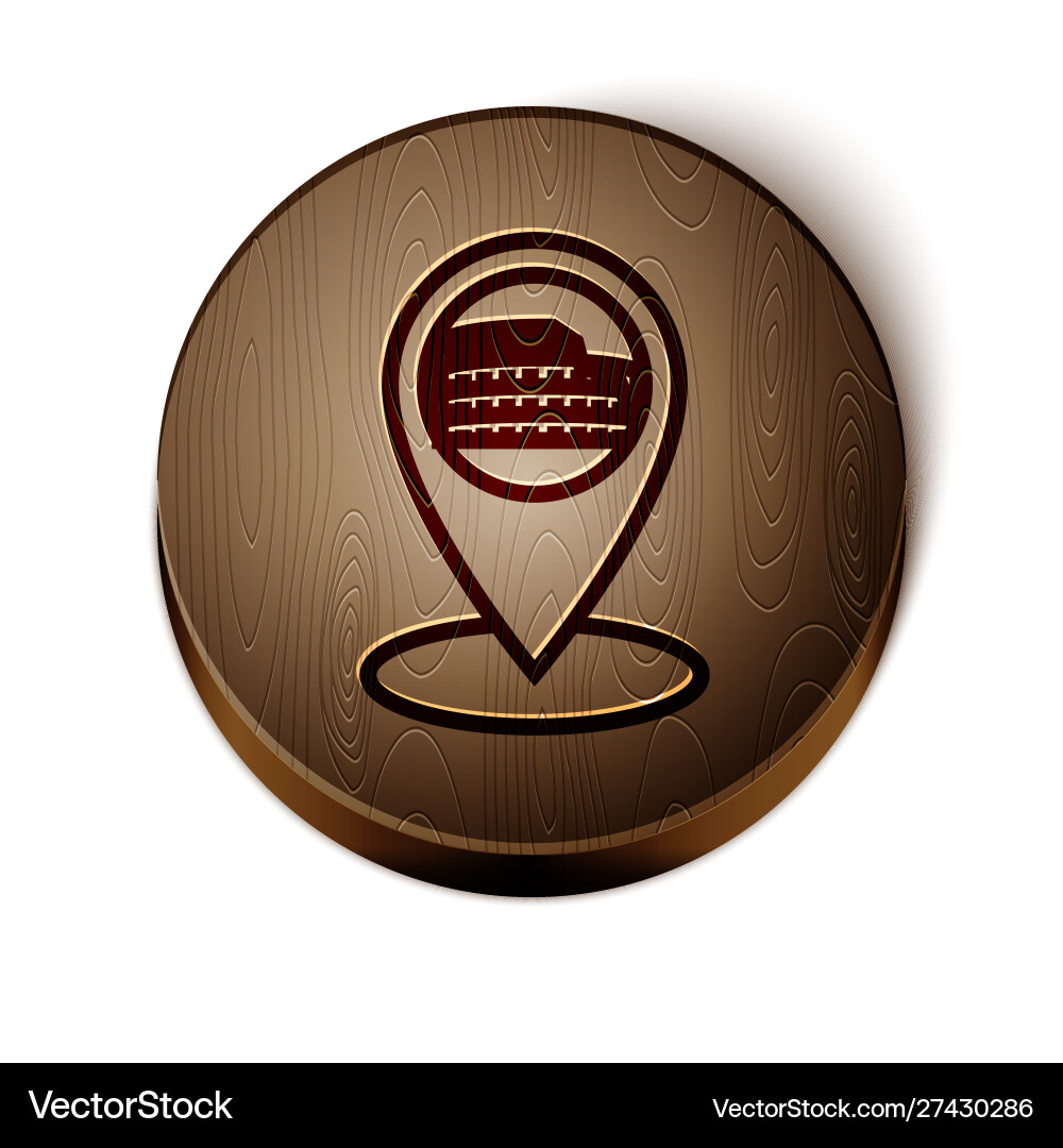 Brown line map pointer with coliseum in rome Brown line map pointer with coliseum in rome vector image