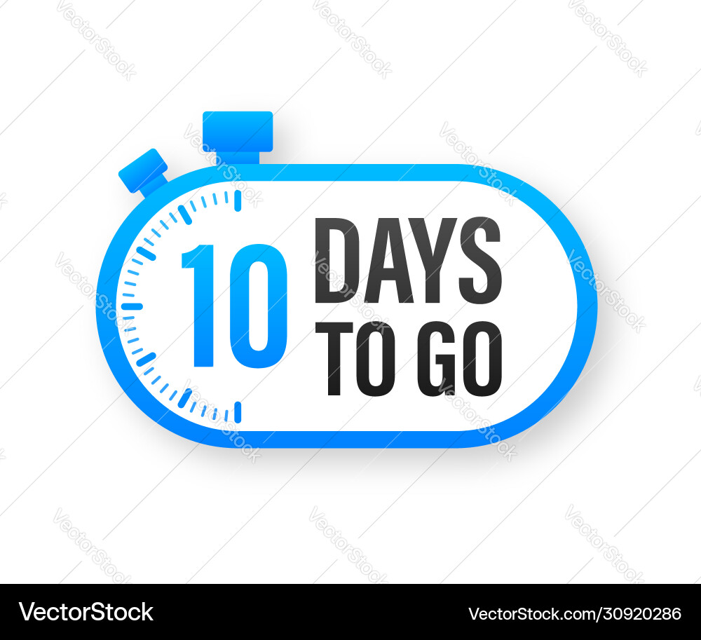 Countdown Timer - 10 Days To Go vector image