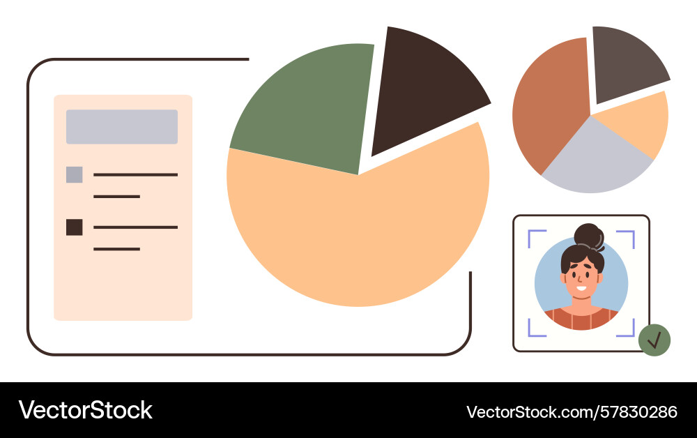 Data analysis with visual charts and user profile vector image