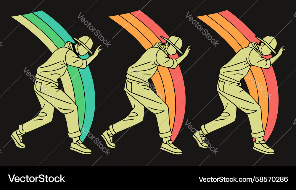 Dynamic Bowling Action Vector Image