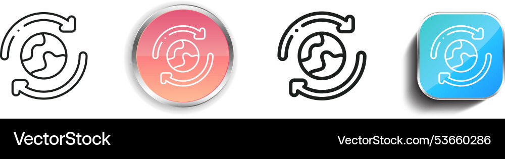 Earth icon thin linear regular and button style vector image