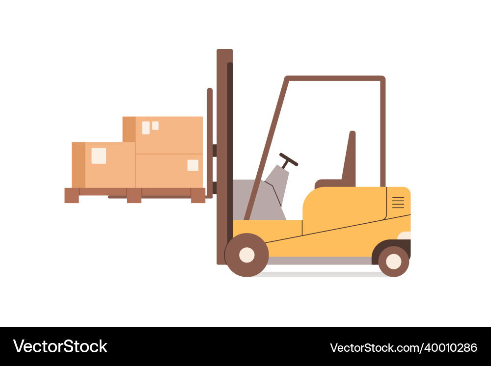 Forklift warehouse equipment for lifting boxed Forklift warehouse equipment for lifting boxed vector image