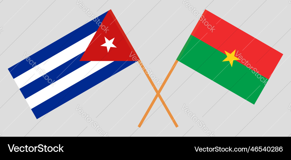 Gekreuzte Flaggen von Kubik und Burkina faso Gekreuzte Flaggen von Kubik und Burkina faso vektorbild