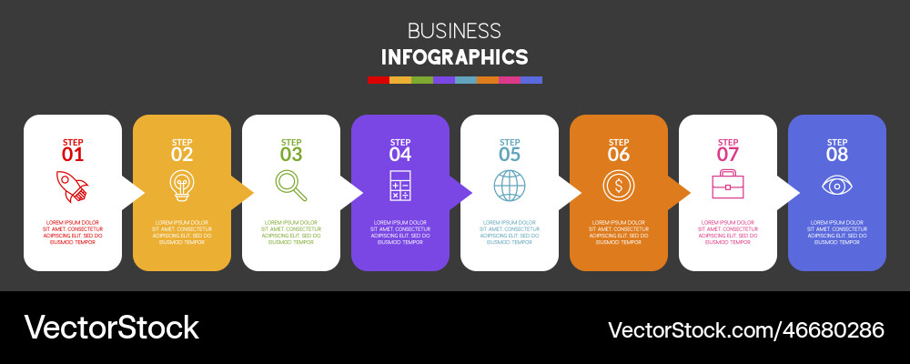 Infographics design template and icons with 8 Infographics design template and icons with 8 vector image