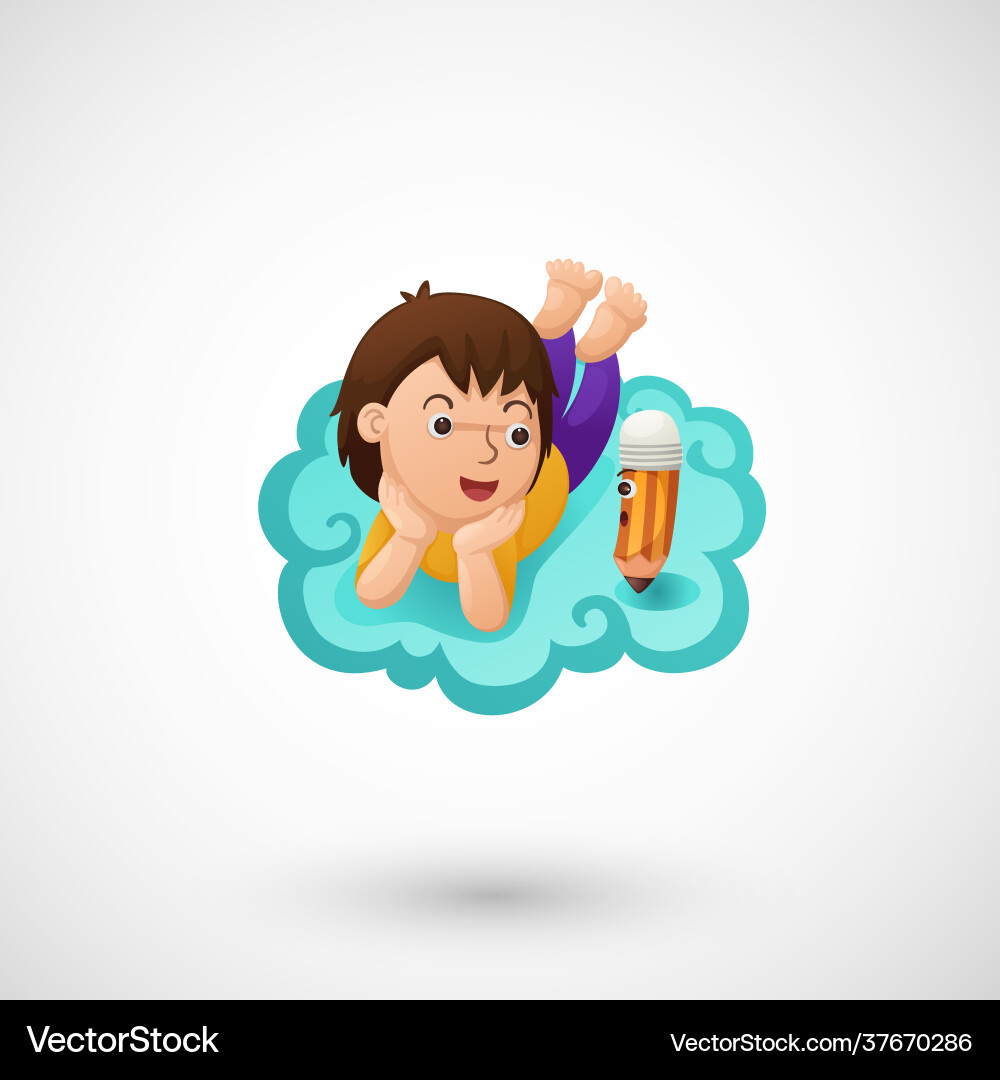 Isolated child learns Isolated child learns Vector Image
