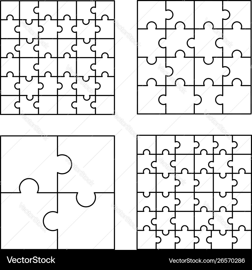 Jigsaw pattern set outline style Jigsaw pattern set outline style vector image