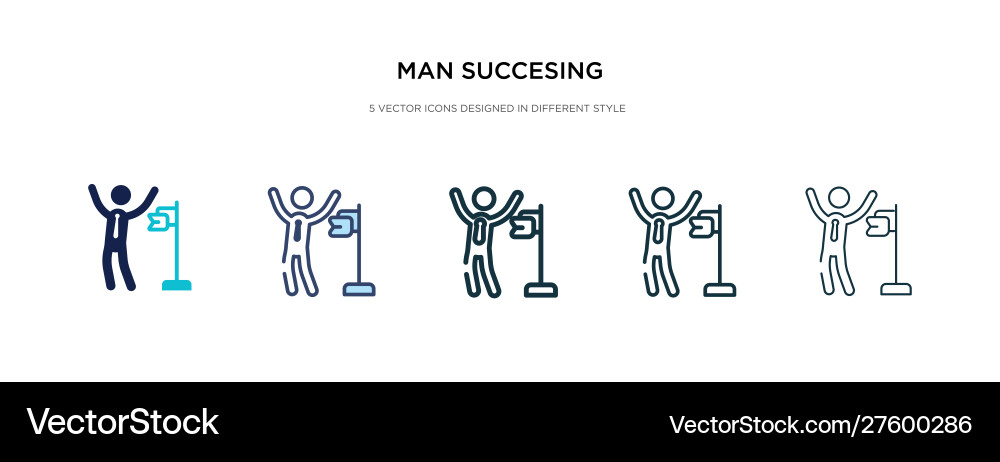 Man succesing icon in different style two vector image
