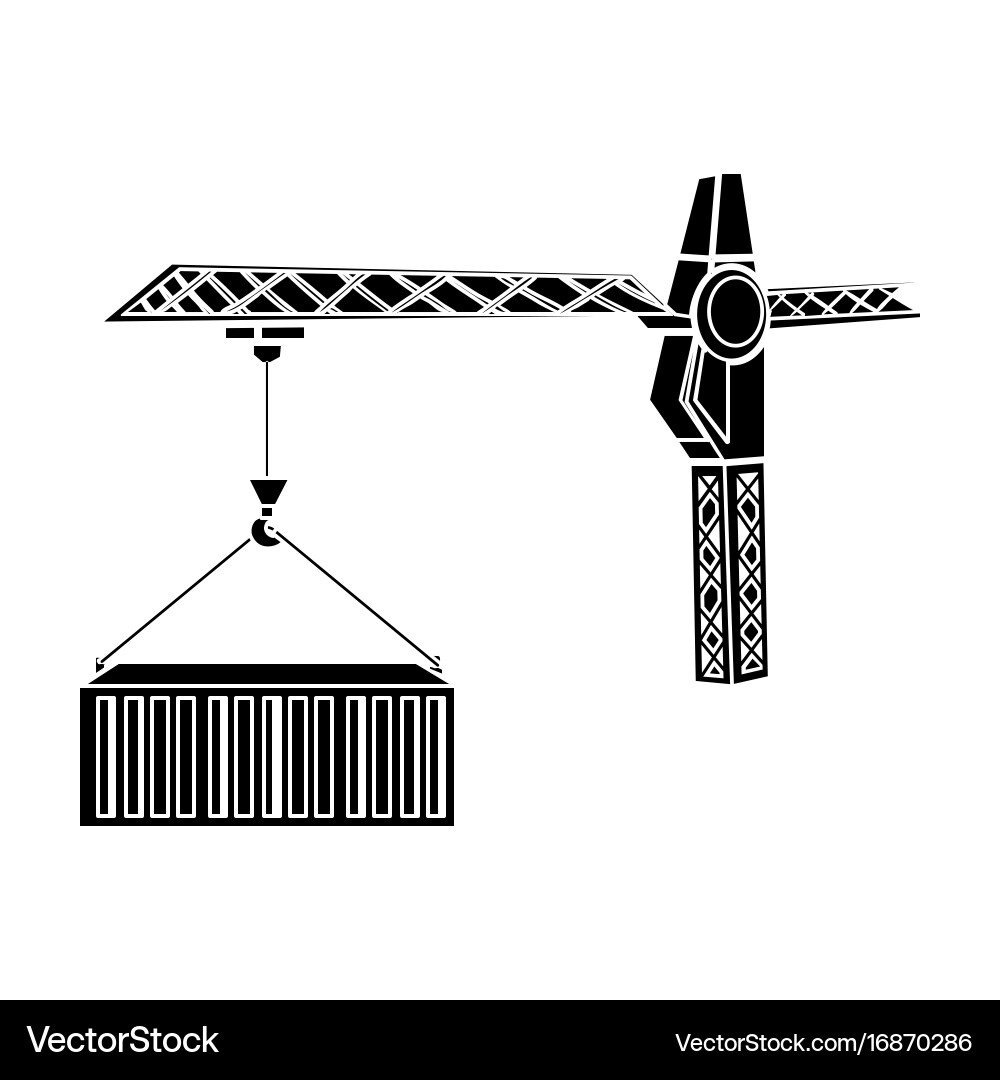 Moving the container with a tower crane Vector Image