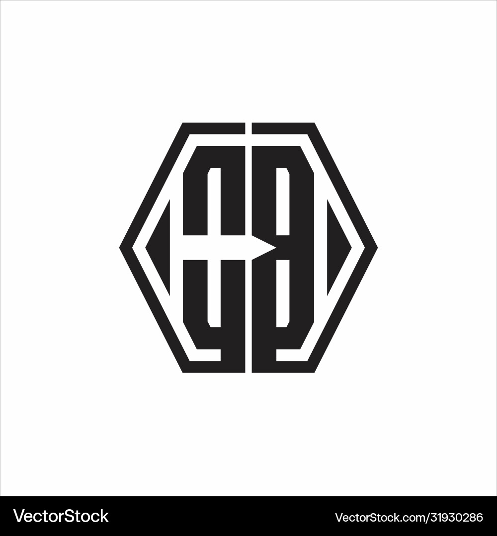 Ob logo monogram with hexagon line rounded design Vector Image