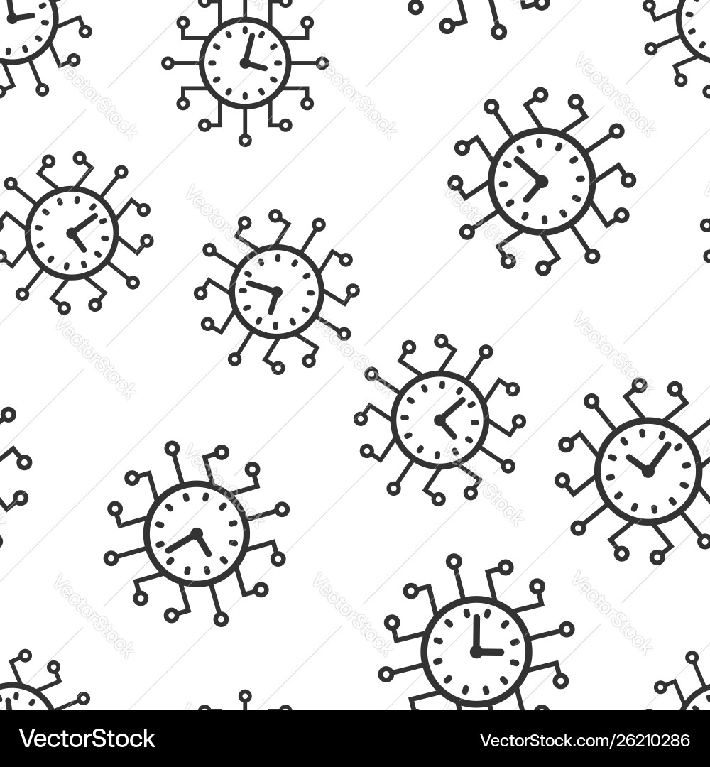 Real time icon seamless pattern background clock Real time icon seamless pattern background clock vector image