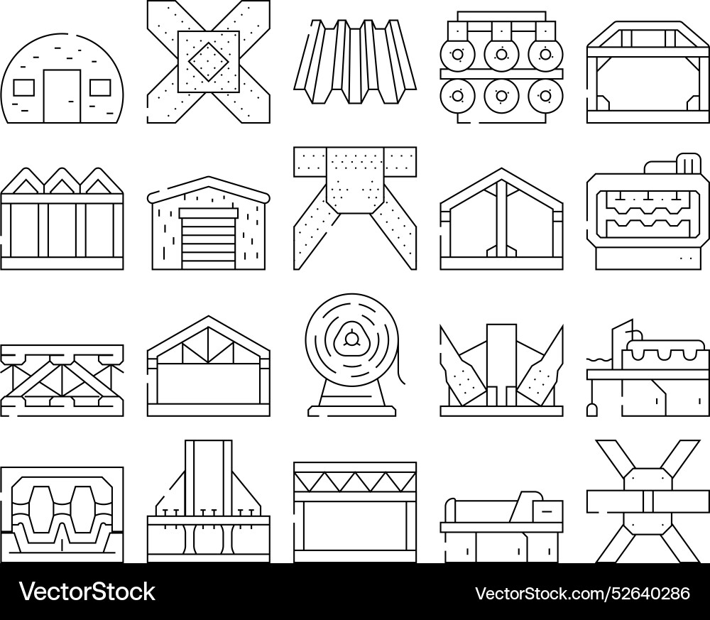 Self-framing metallic building icons set Vector Image