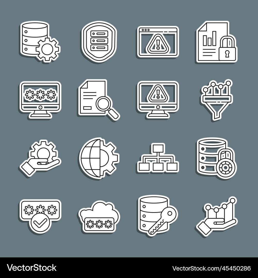Set line pie chart infographic server security Set line pie chart infographic server security vector image