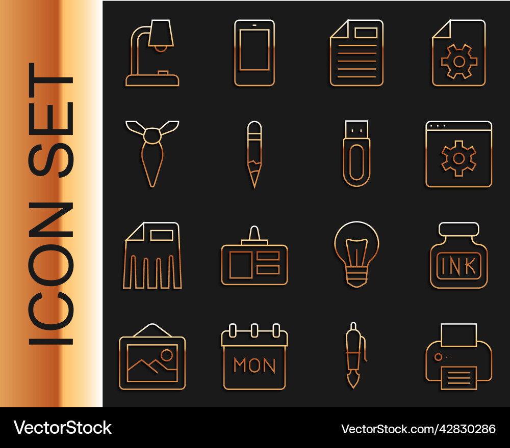Set line printer inkwell browser setting file vector image
