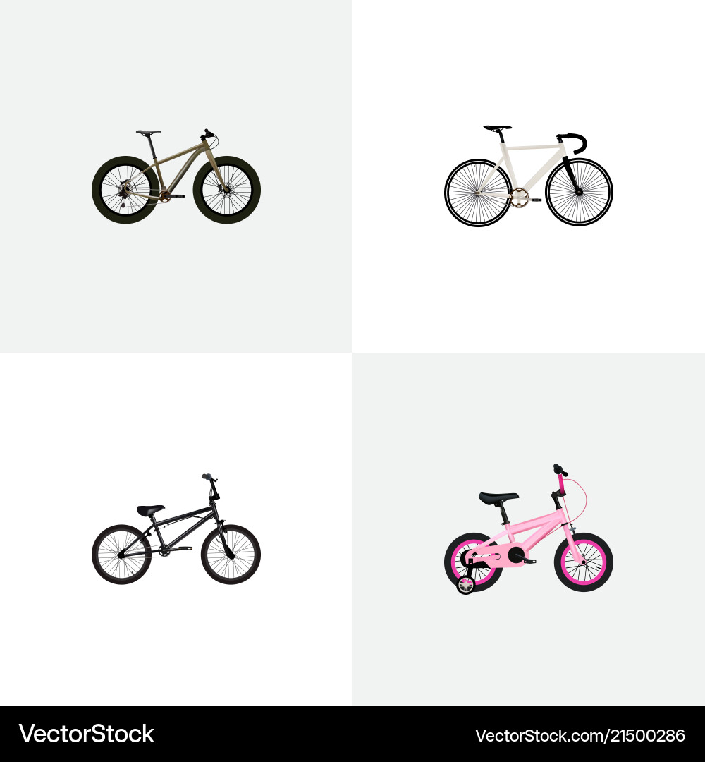 Set of realistic symbols with track cycle bm Vector Image